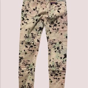 Levi’s denim leggings Girls regular 8 white floral stretch adjustable waist NET